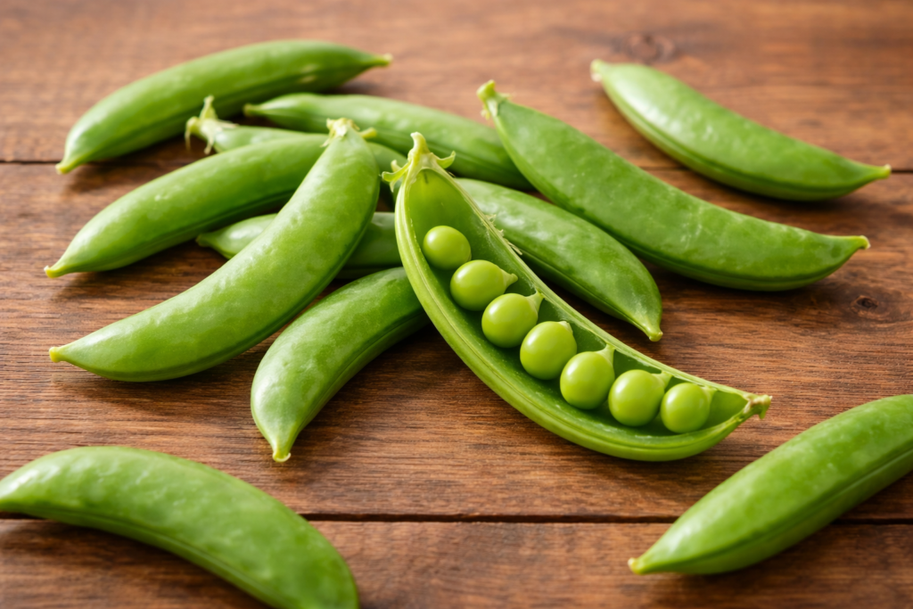 スナップエンドウ さやと豆の断面