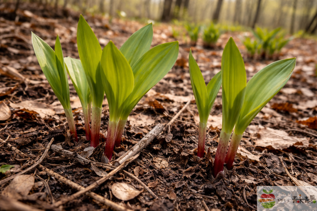 行者にんにく 山菜 自生 春 山林