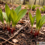 行者にんにく 山菜 自生 春 山林