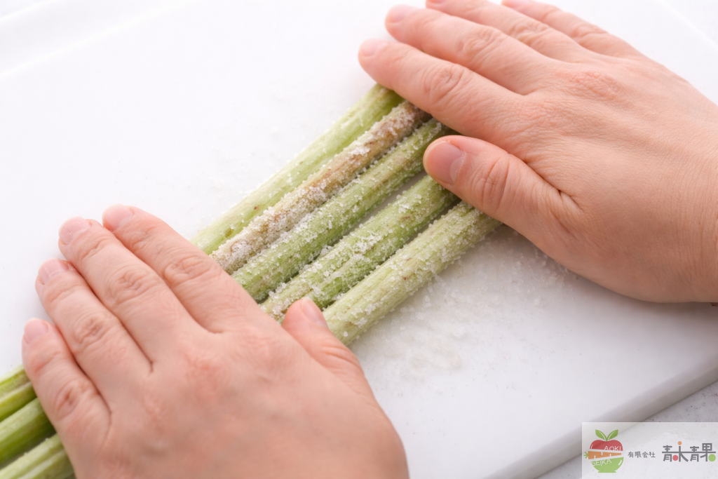 ふきの下処理 板ずりのやり方