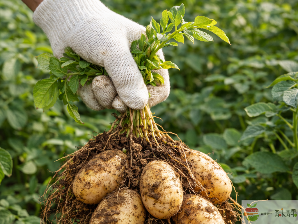 畑で収穫された新じゃがいも