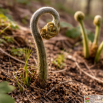 ワラビの若芽 自生 春 山菜 旬の状態