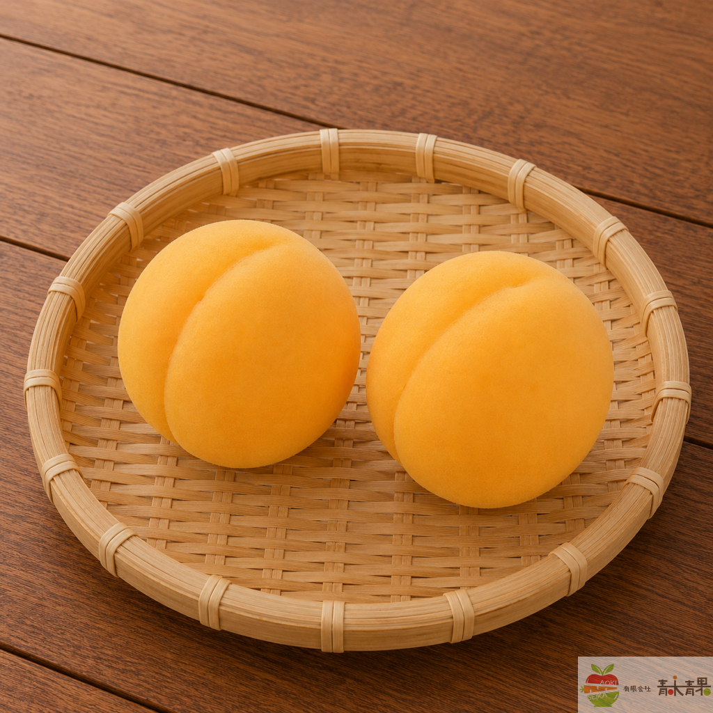 竹ざるに並べたおひさまコットあんず