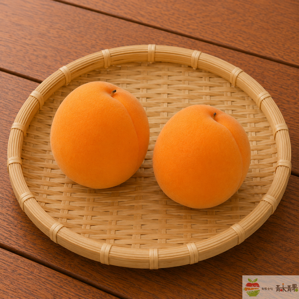 竹ざるに並べた信州サワーあんず